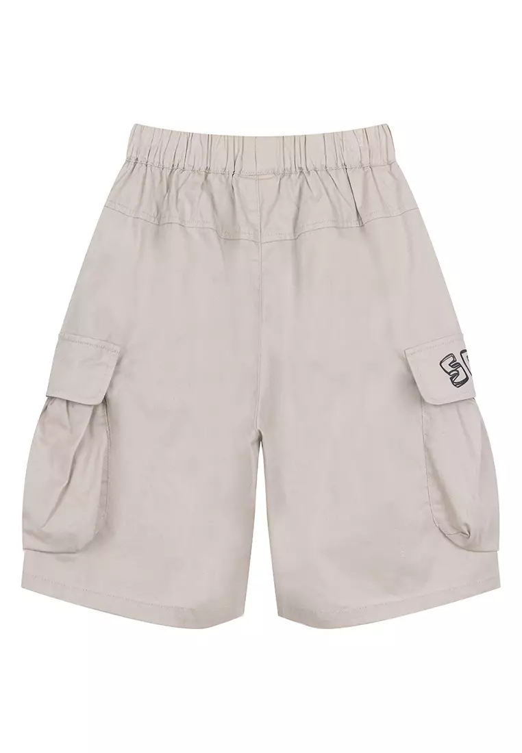 Graphic Printed Cargo Shorts With Double Pockets