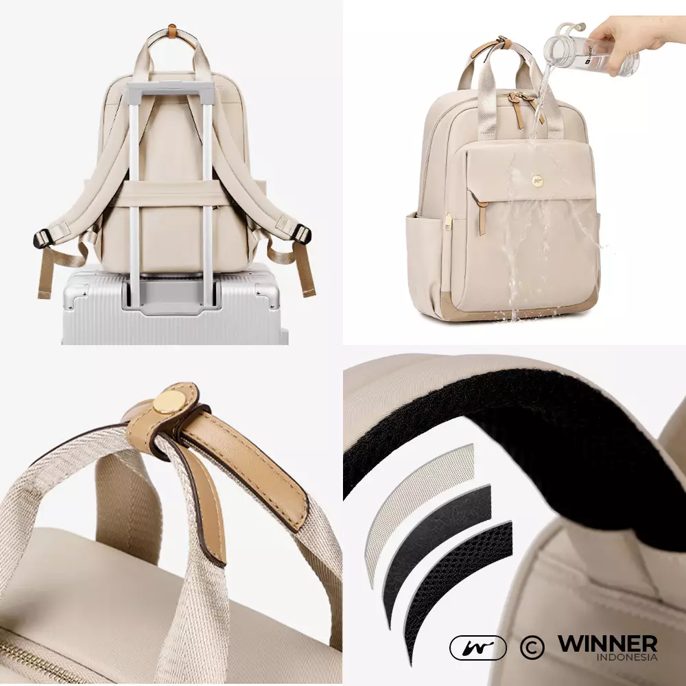 WINNER Tas Ransel Laptop 14 inch Oxford Anti-Air Backpack Korean Style (T14-029-6556) - Warna Hitam 14 inch