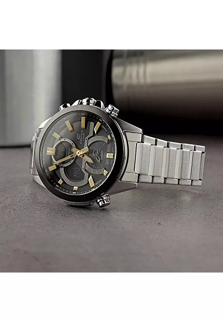 Edifice ECB-30DB-1A9 Men Chronograph Watch w. Bluetooth Silver Stainless Steel Strap