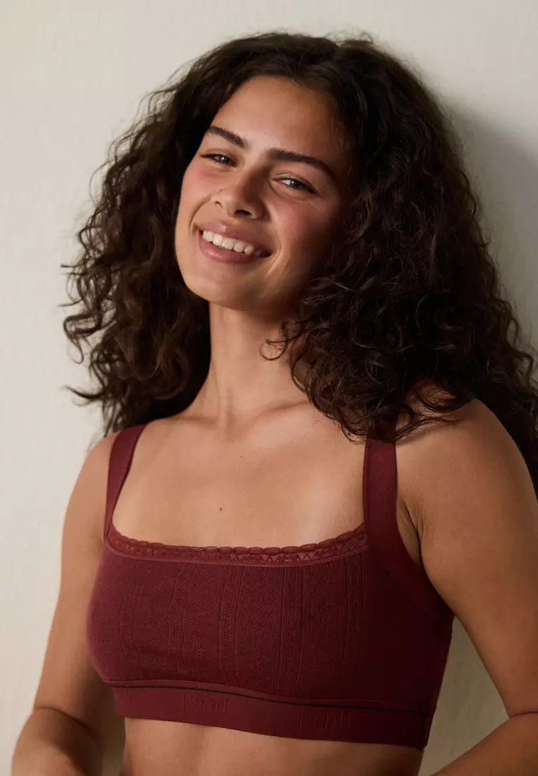 Burgundy Melange Adjustable Strap Crop Top