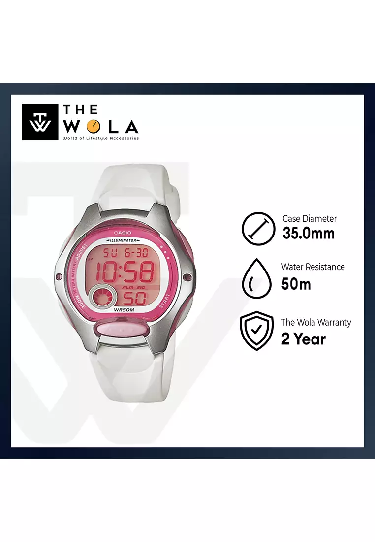 Kid's Digital LW-200-7AV White Resin Band Sport Watch