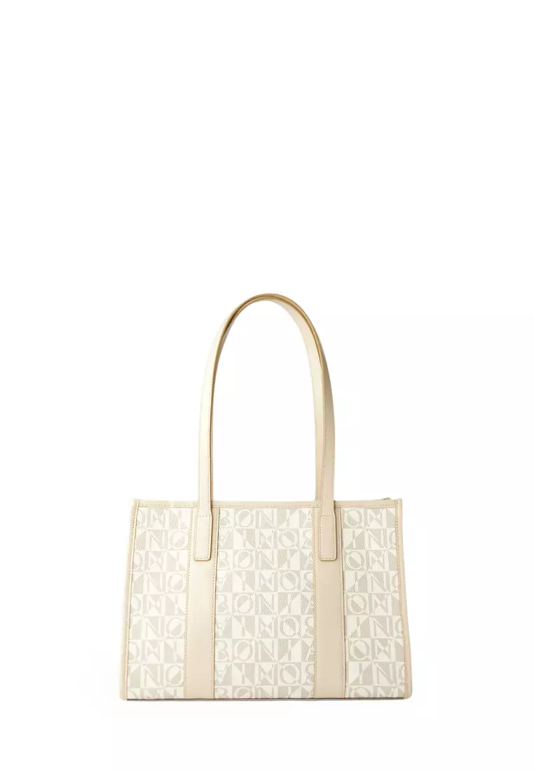Bonia Beige Jolana Medium Monogram Tote Bag