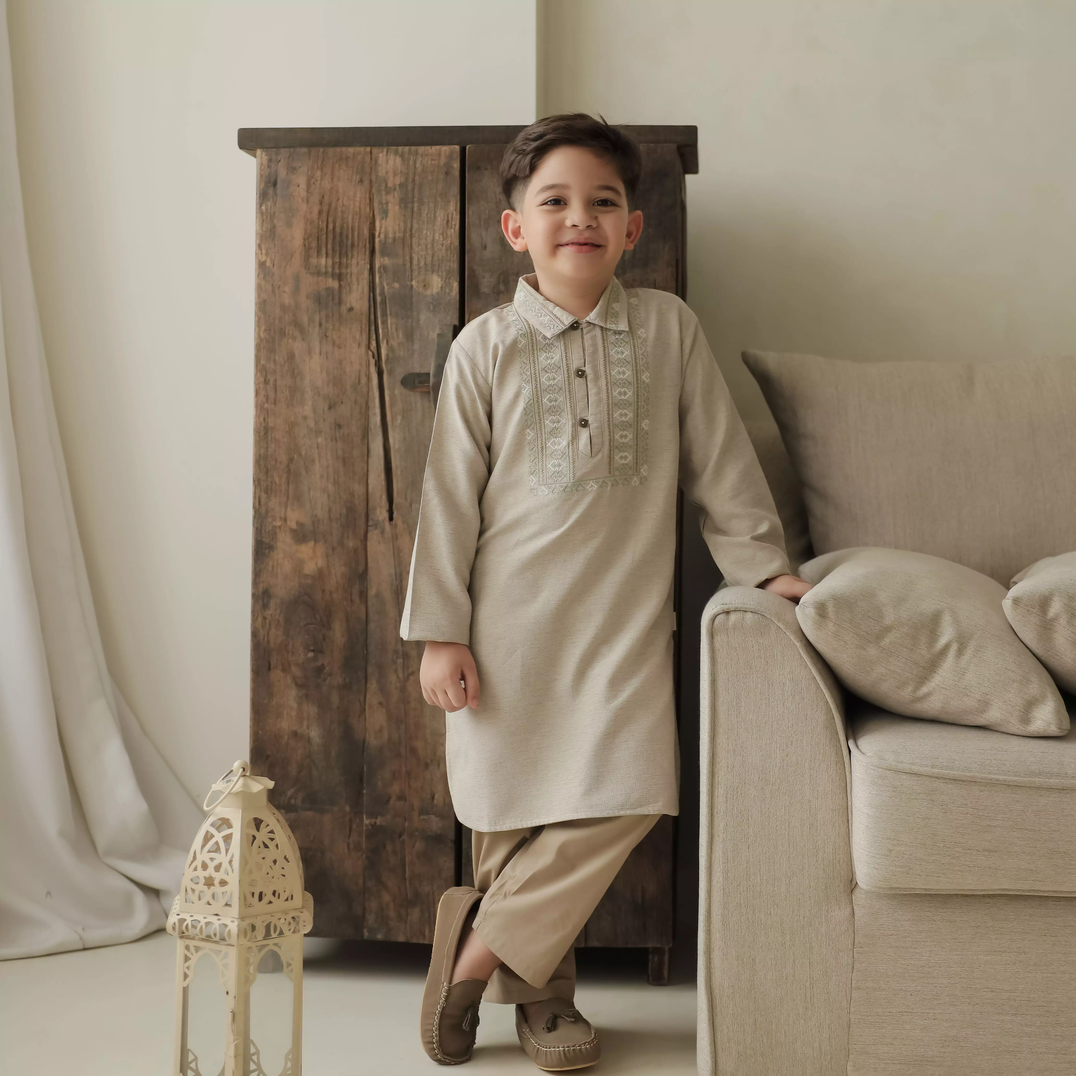 Pito Dito Boy Diyanat Setelan Koko Panjang Anak Cream