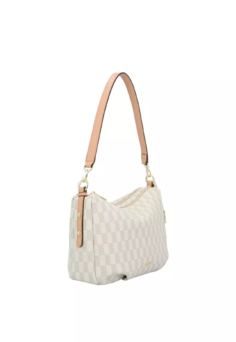 LoveGrid Zipper 2-Way Shoulder Bag  - Medium Beige