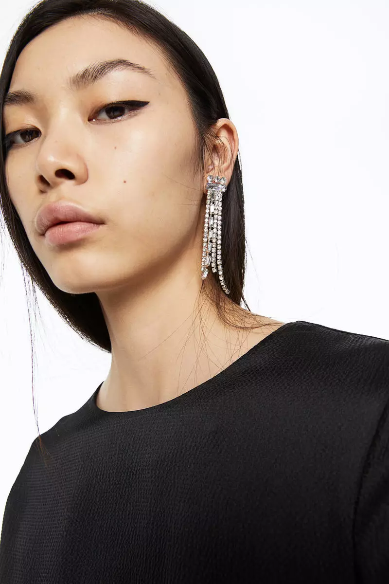 Fringe-trimmed satin dress