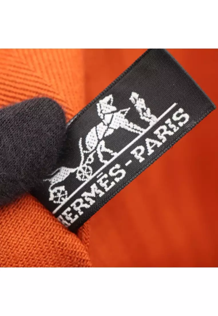 Pre-Loved Hermès Valparaiso MM Potiron Handbag toile chevron leather orange silver hardware