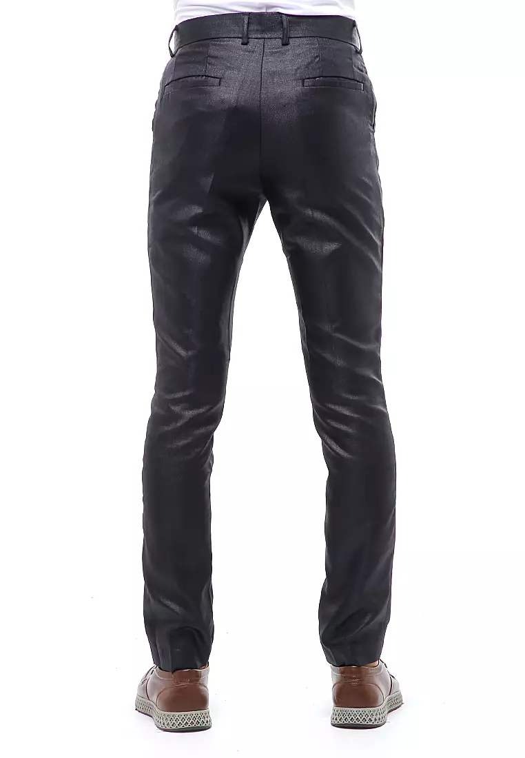 Locko Celana Panjang Formal Metalik Pria Slim Fit Material Wool ORIGINAL - Dark Blue