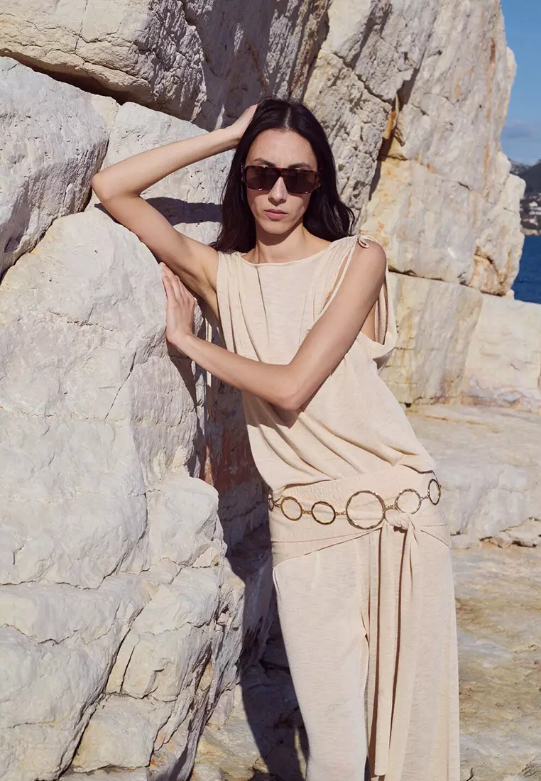 Fine Knit Trousers With Knot Detail