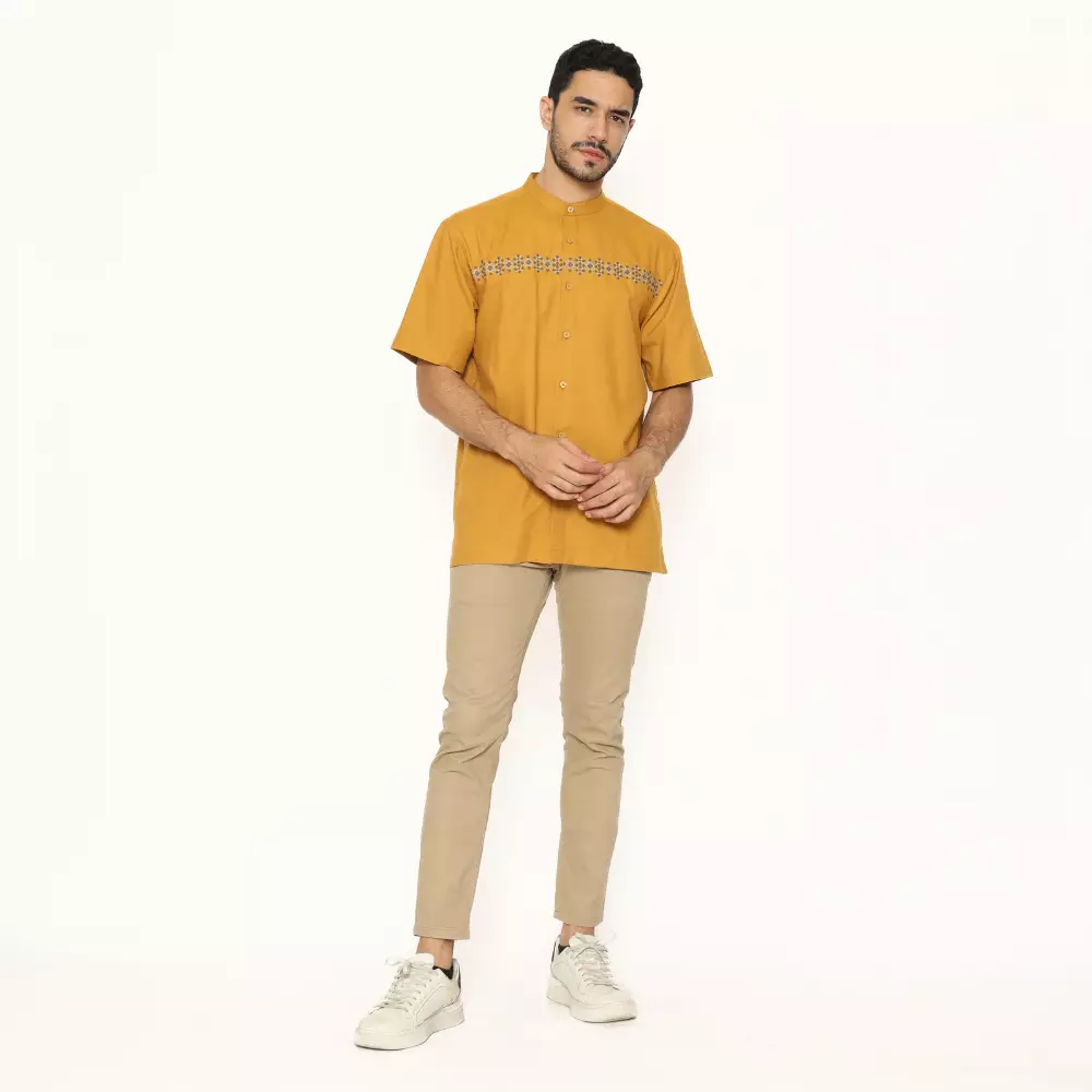 AMK Kemeja Koko Pria Lengan Pendek KK SALIM S/S Camel