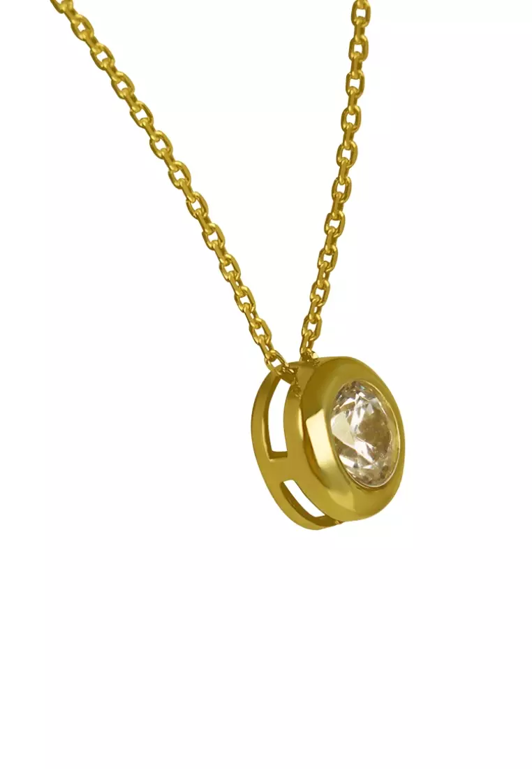 Large Bezel  Necklace 14k Gold