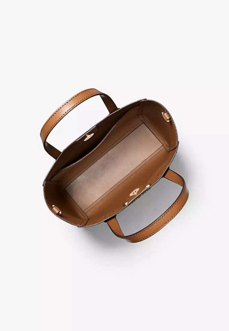 Vincent Small Signature Logo Convertible Tote Bag with Card Case Brown