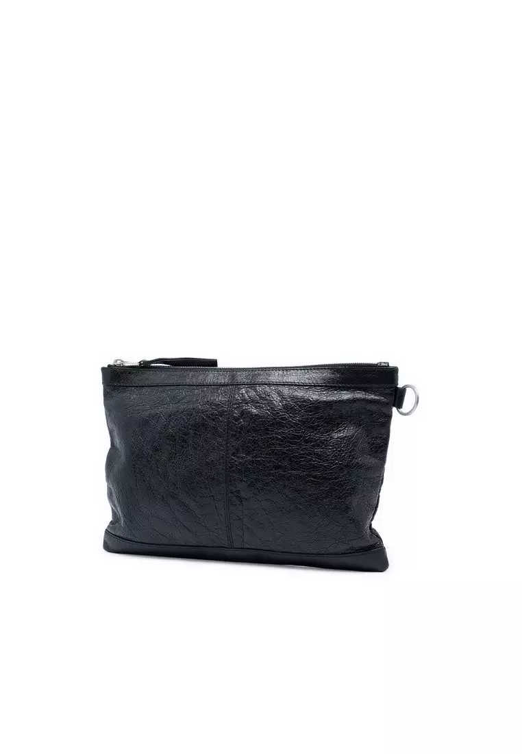Pre-Loved Balenciaga Lambskin Motocross Classic Clip Clutch M