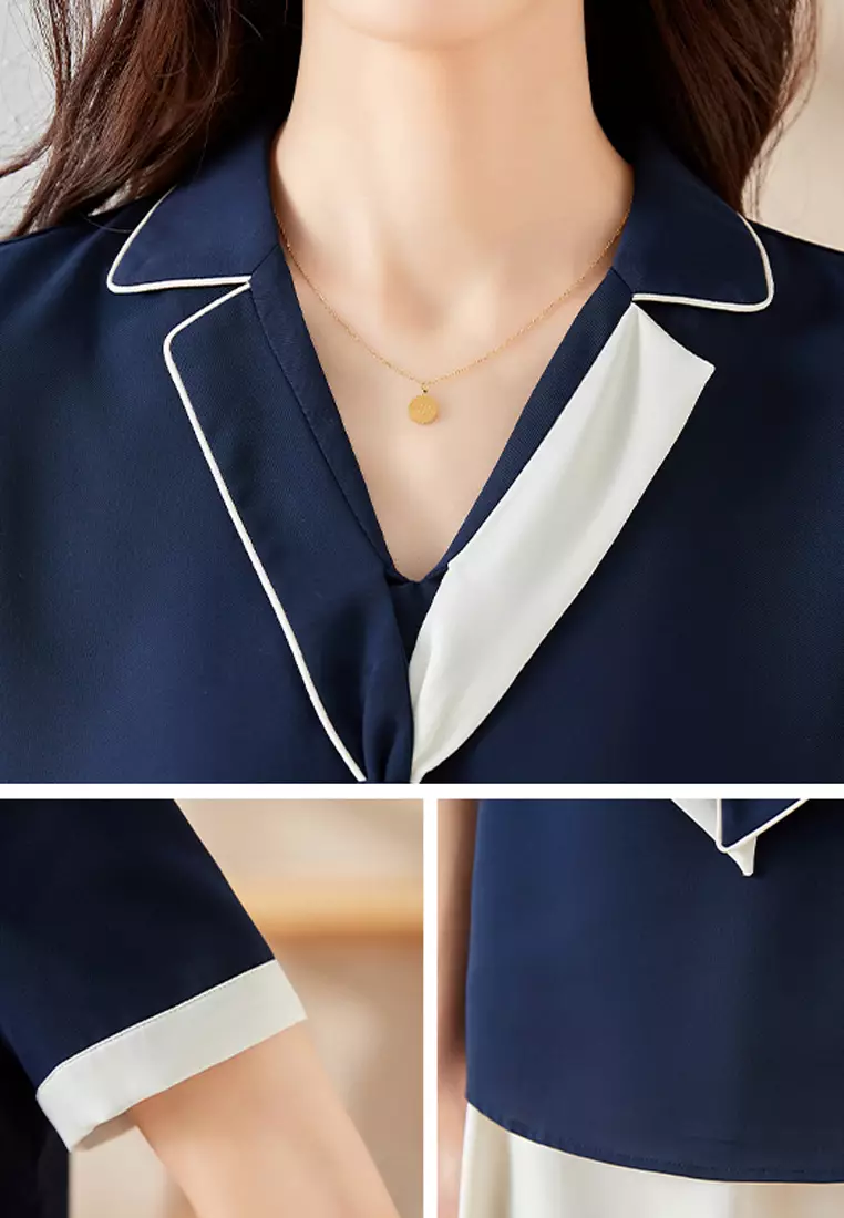Colourblock Tied Blouses