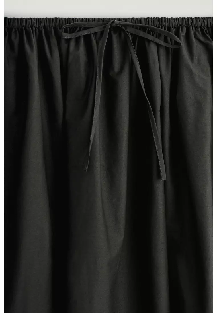 DRAWSTRING COTTON MIDI SKIRT