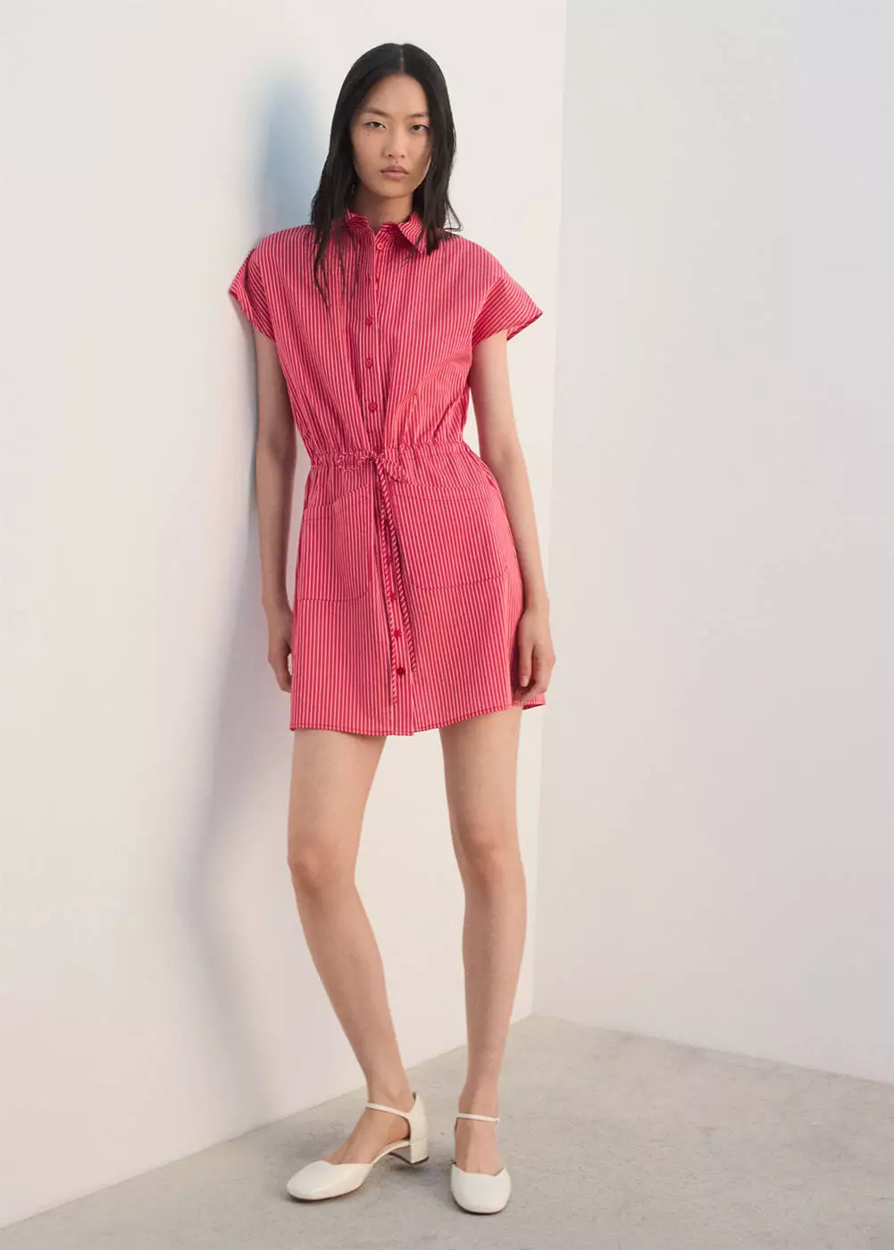 Gaun kemeja bergaris