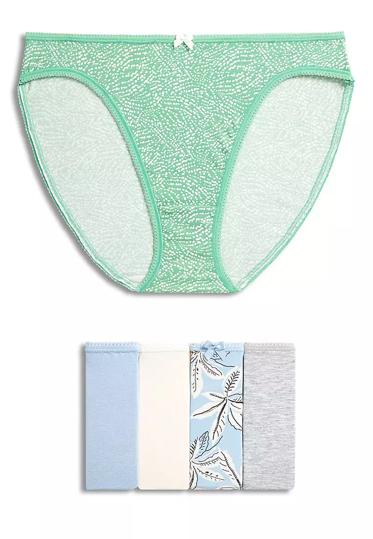 5pk Cotton Lycra™ High Leg Knickers