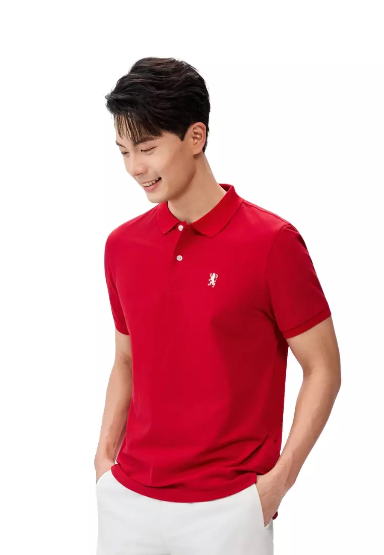 Giordano Men NDP 2026 Collection Slim Fit Jacquard Short Sleeve Embroidery Polo T-Shirt (Singapore National Day Parade)