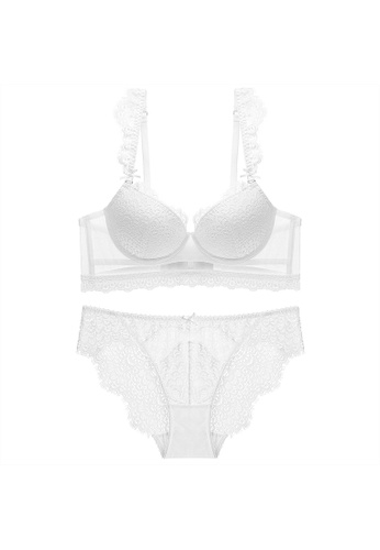 W.Excellence white Premium White Lace Lingerie Set (Bra and Underwear) F86CFUSB350B8BGS_1