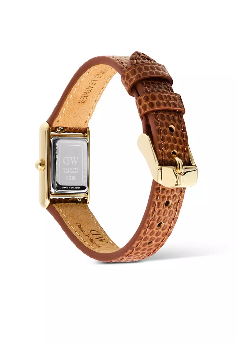 Bound Mini Light Brown Lizard White Gold - Women Watch Stainless Steel Leather Strap watch DW Official Authentic Original 女士手錶 不銹鋼手錶 DW 官方 真皮手錶 正品