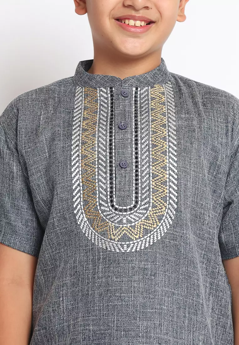 Baju Koko Set Anak Laki Universal Light Black - MODERN