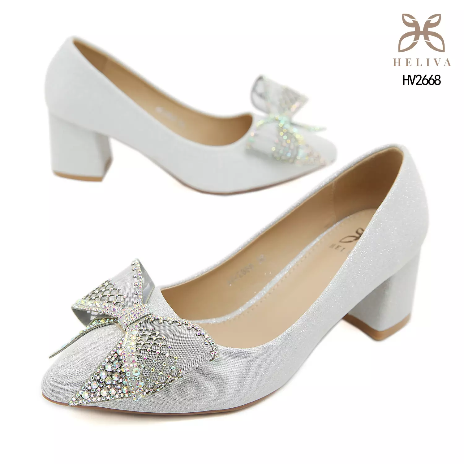 Heliva Christy High Heels Chunky Ribbon Rainbow Rhinestones sol 5.5cm HV2668