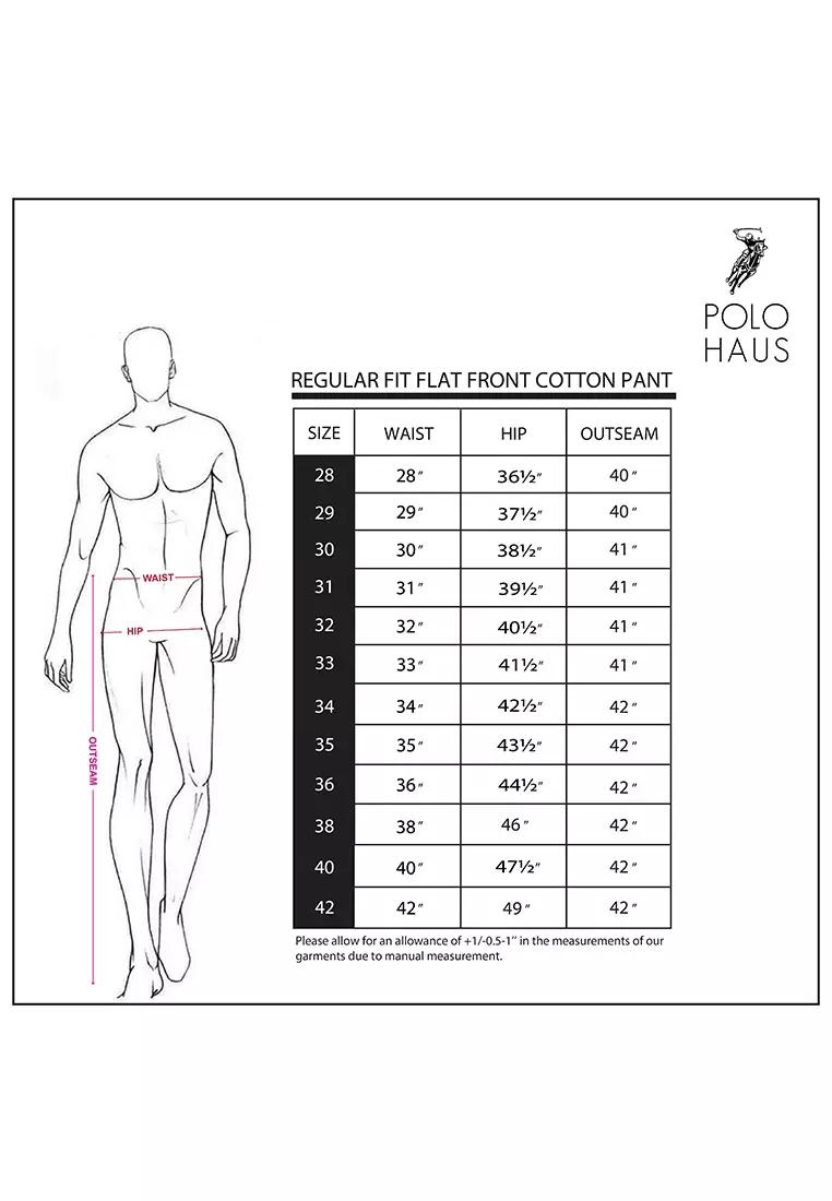 Polo Haus - Men’s Cotton Mix Regular Fit Flat Front Cotton Pant