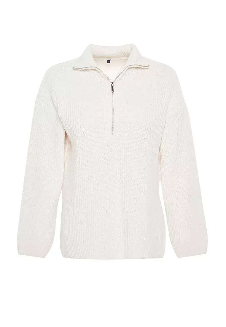 Ecru More Sustainable Wide Pattern Knitwear Sweater TWOAW24KZ01119