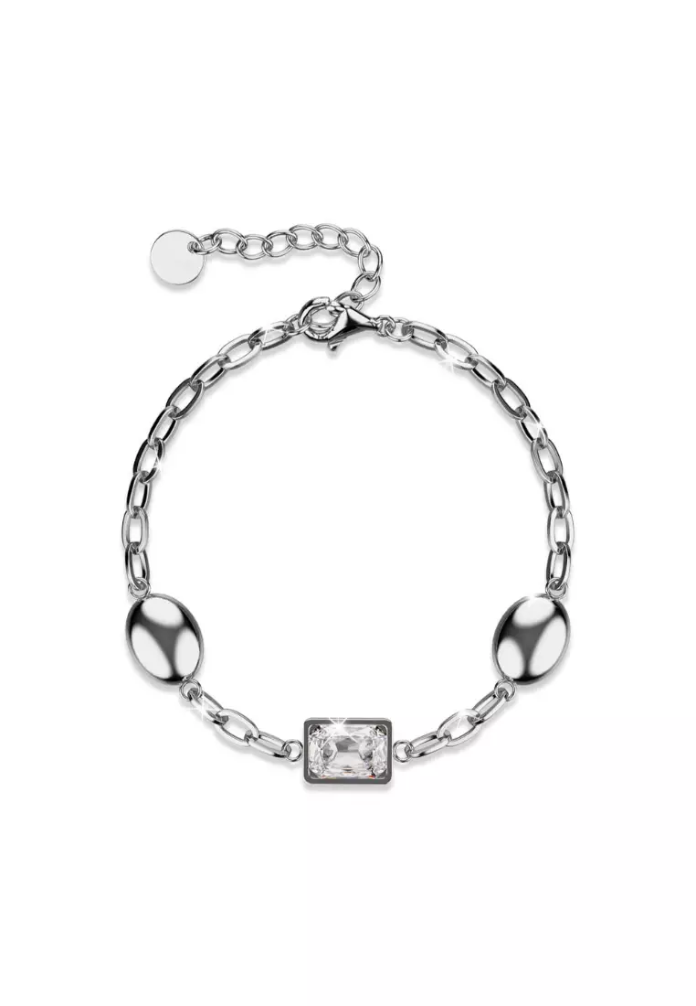 Oval Square Zirconia Bling Bracelet in White Gold