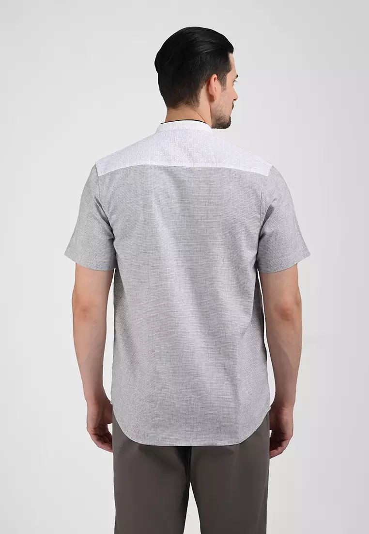 MOC Kemeja Koko Lengan Pendek Pria TRISTAN-GREY