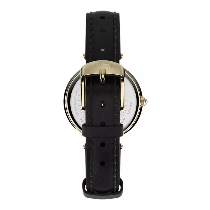 Jam Tangan Wanita Timex City Collection TW2V45100 Ladies Black Dial Black Leather Strap