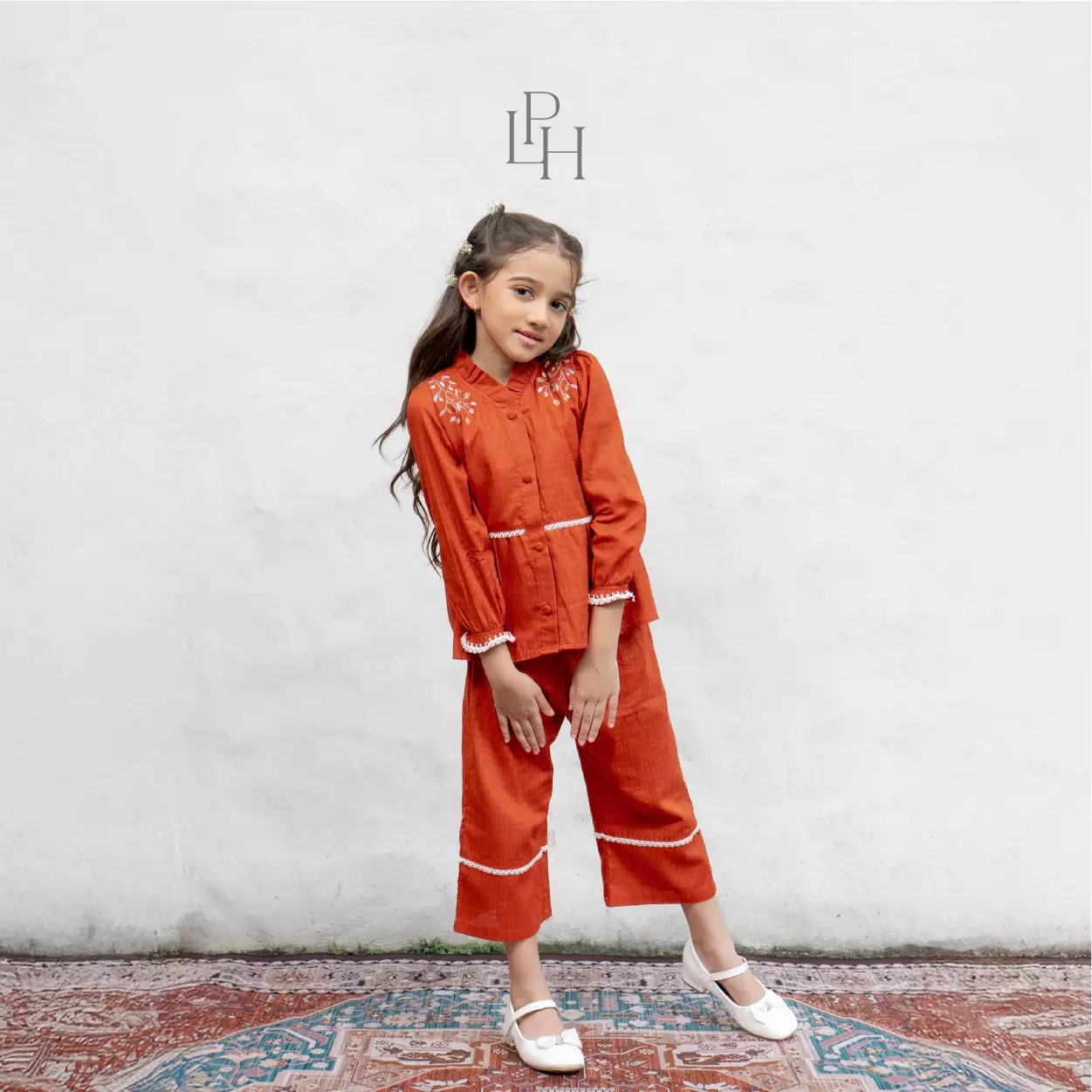 Little Palmerhaus - Baju Lebaran 2026 - Rihla Girl Attire Set (Setelan Baju Muslim Anak Perempuan) Terracotta