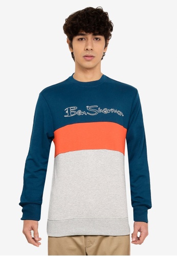Ben Sherman blue Sports Logo Sweatshirt 5E73CAAF1F17ACGS_1