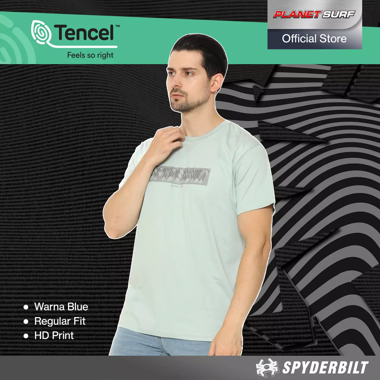 Spyderbilt Kaos Lengan Pendek Pria Illusion Tencel Men Tee Planet Surf