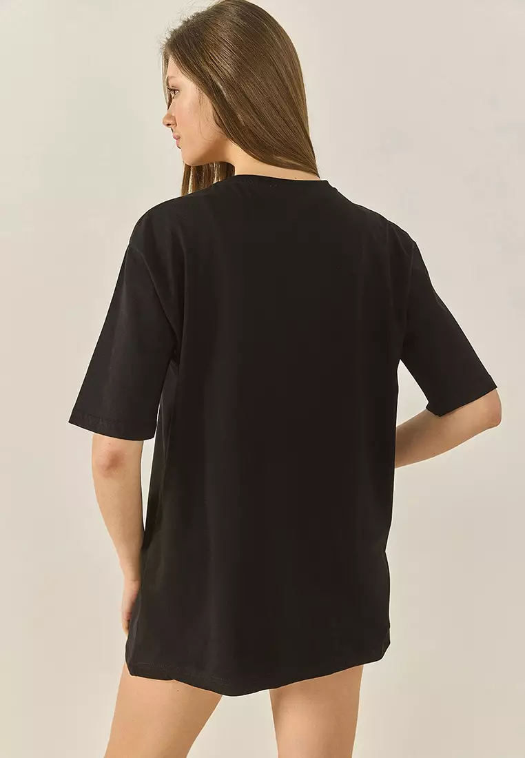 Women's Crew Neck Printed Short Sleeve T-Shirt 5242 60284049