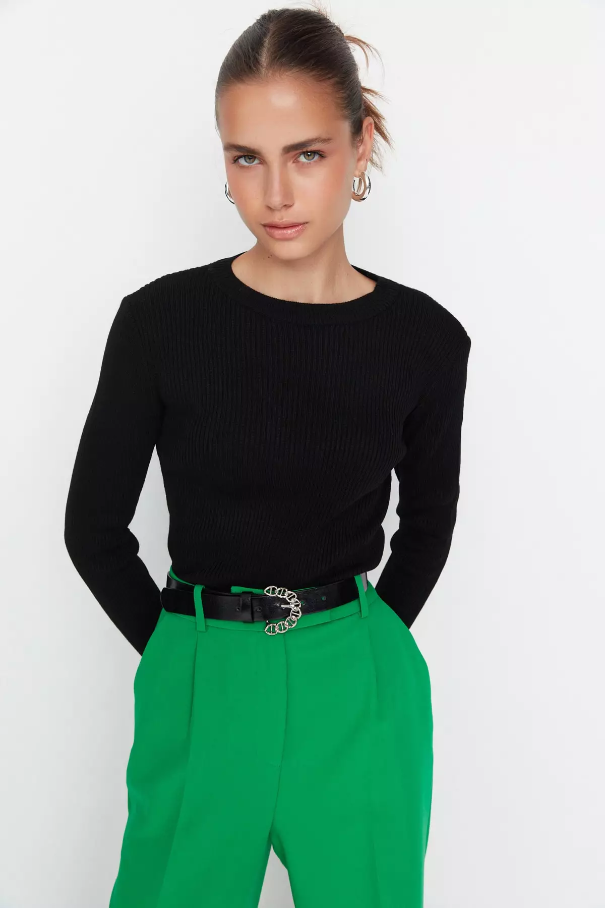 Basic Corded Knitwear Sweater