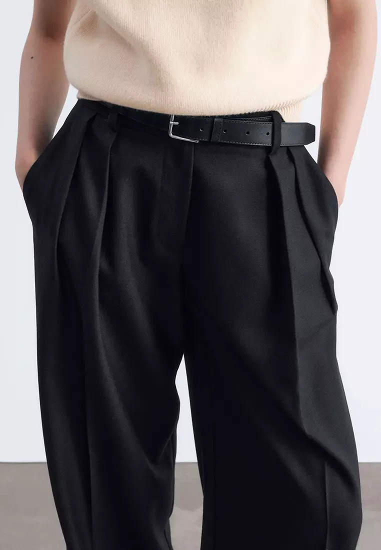 Wool-Blend Tailored Trousers
