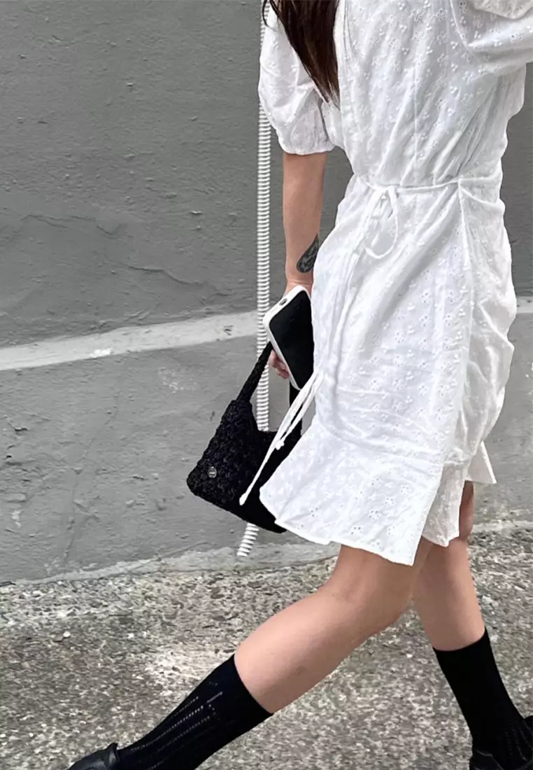 2025 Embroidered Flower Waist Ruffle Dress CA25060349W