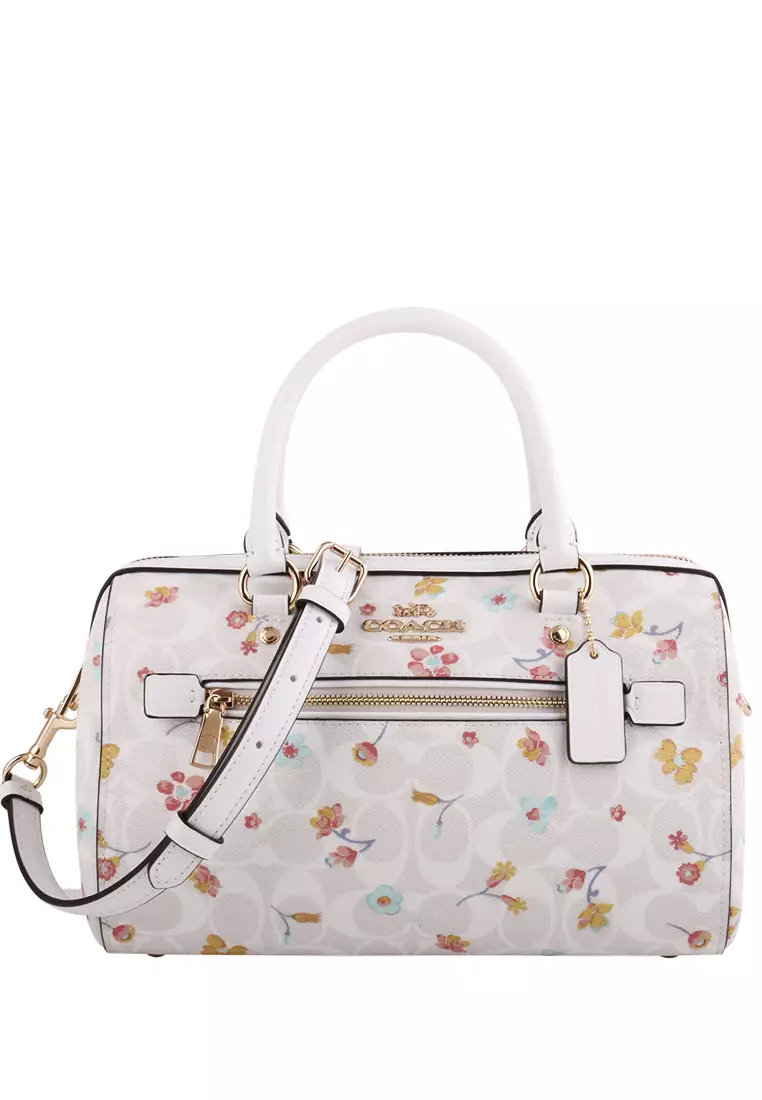 Coach purse white with flowers hotsell