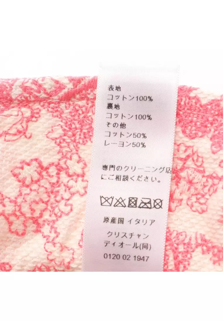 Pre-Loved Christian Dior D-Bobby bob hat Toile De Jouy sauvage embroidery hat cotton white pink