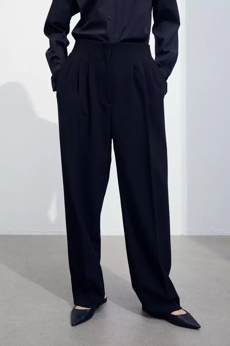 High-waisted tailored trousers