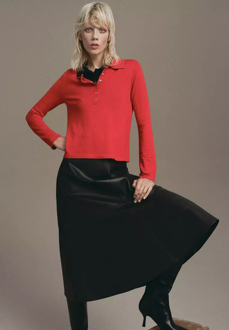 Long-Sleeved Polo-Neck Sweater