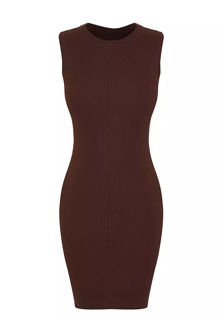 Brown Mini Knitwear Bolero-Dress Suit Twoaw25El00056