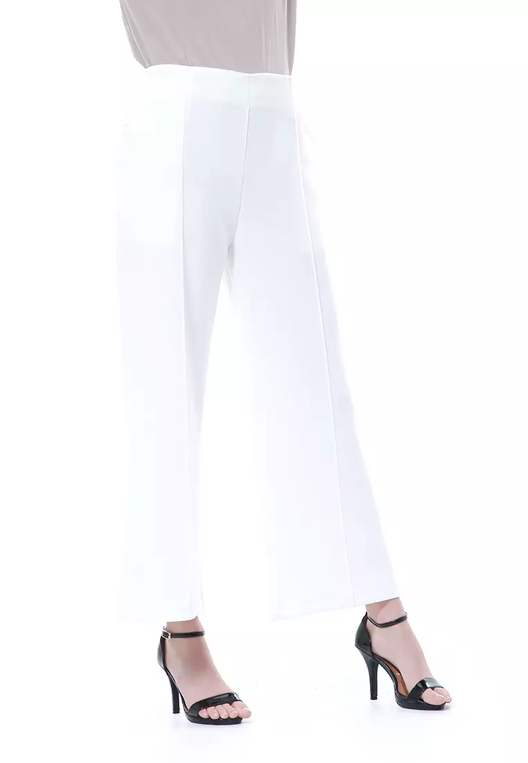 Layilla Scuba Cullote Polos Rok Bawahan Wanita Premium Quality - White