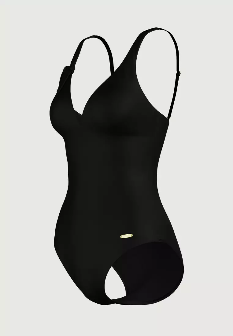 Core Solid Black Ribbon Onepiece