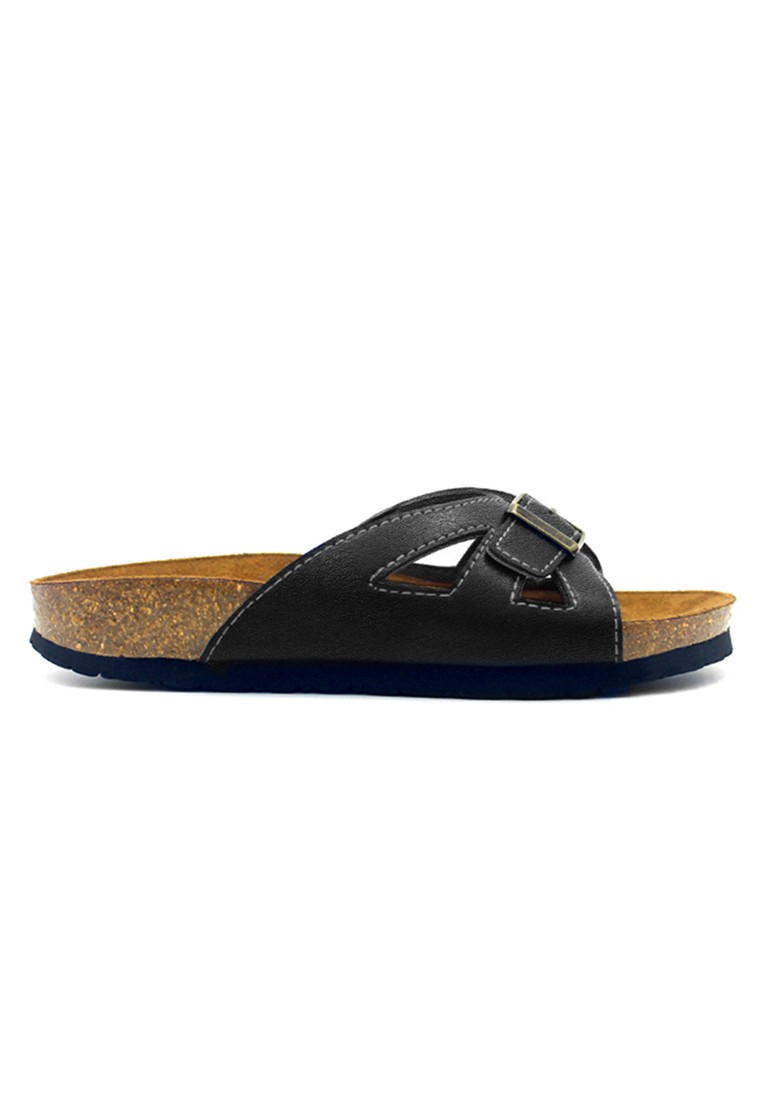 Udine - Black Casual Soft Footbed Flat Slippers