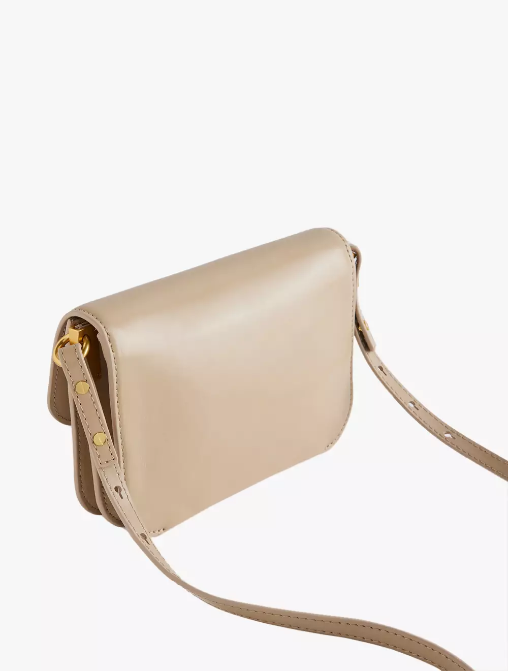 Kkaysa Polished Small Leather Crossbody Bag Taupe