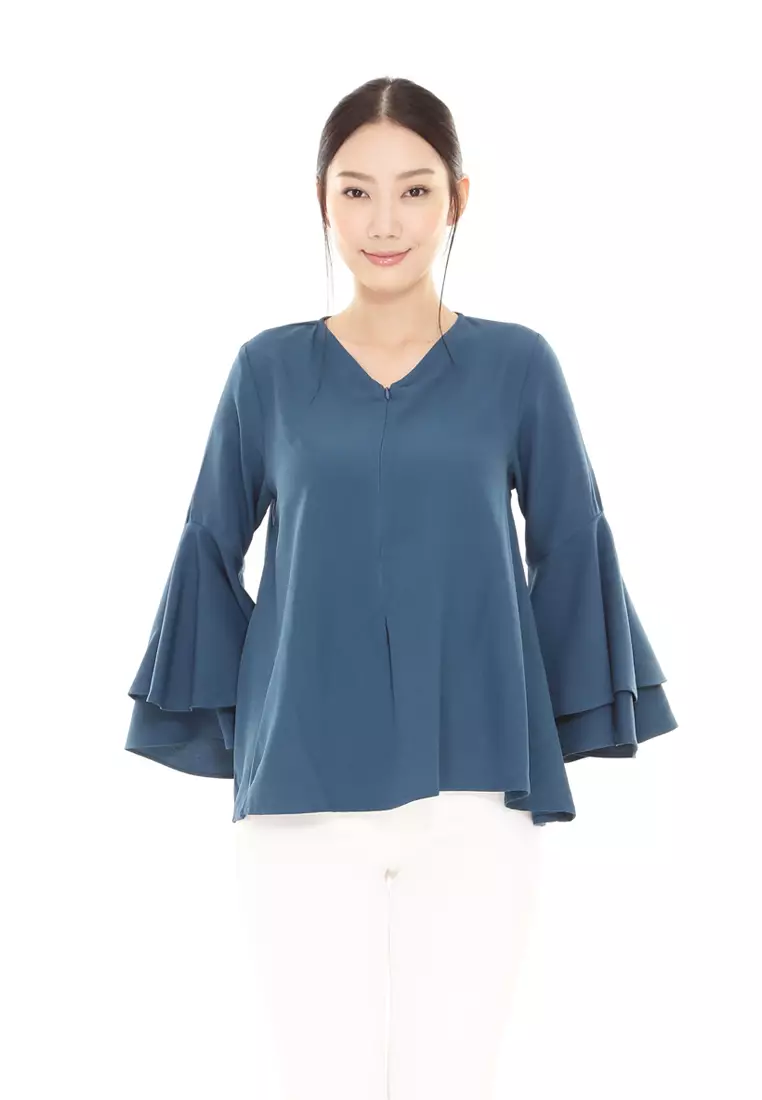Buy Rina Nichie Basic Rena Top in Teal Blue Online | ZALORA Malaysia