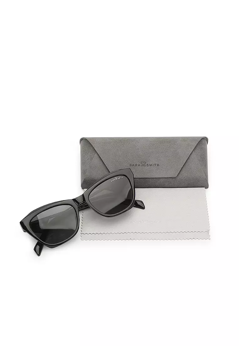 Unisex Polarized Cat-Eye Sunglasses (太陽眼鏡) - 黑色 / 灰色