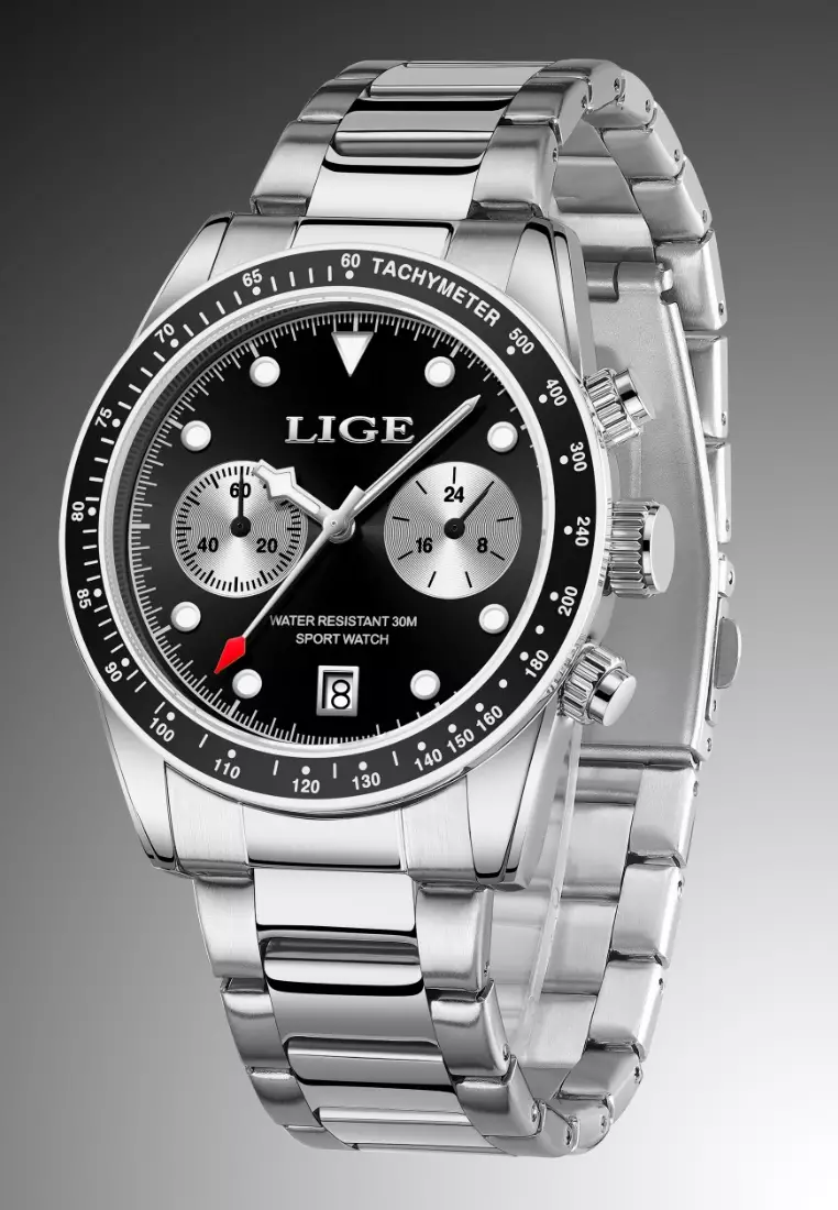 Chronograph Unisex Stainless Steel Quartz Watch, 40mm, Stainless Steel Bracelet