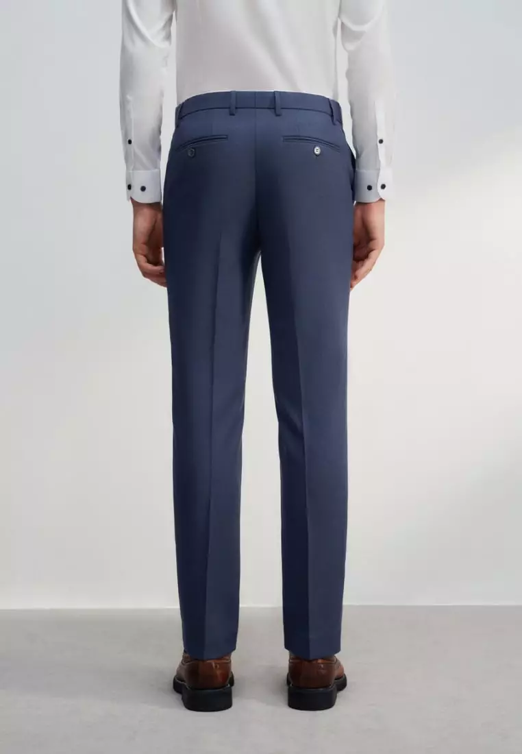 Teflon Smart Fit Twill Suit Pants with Elastic Waist Band